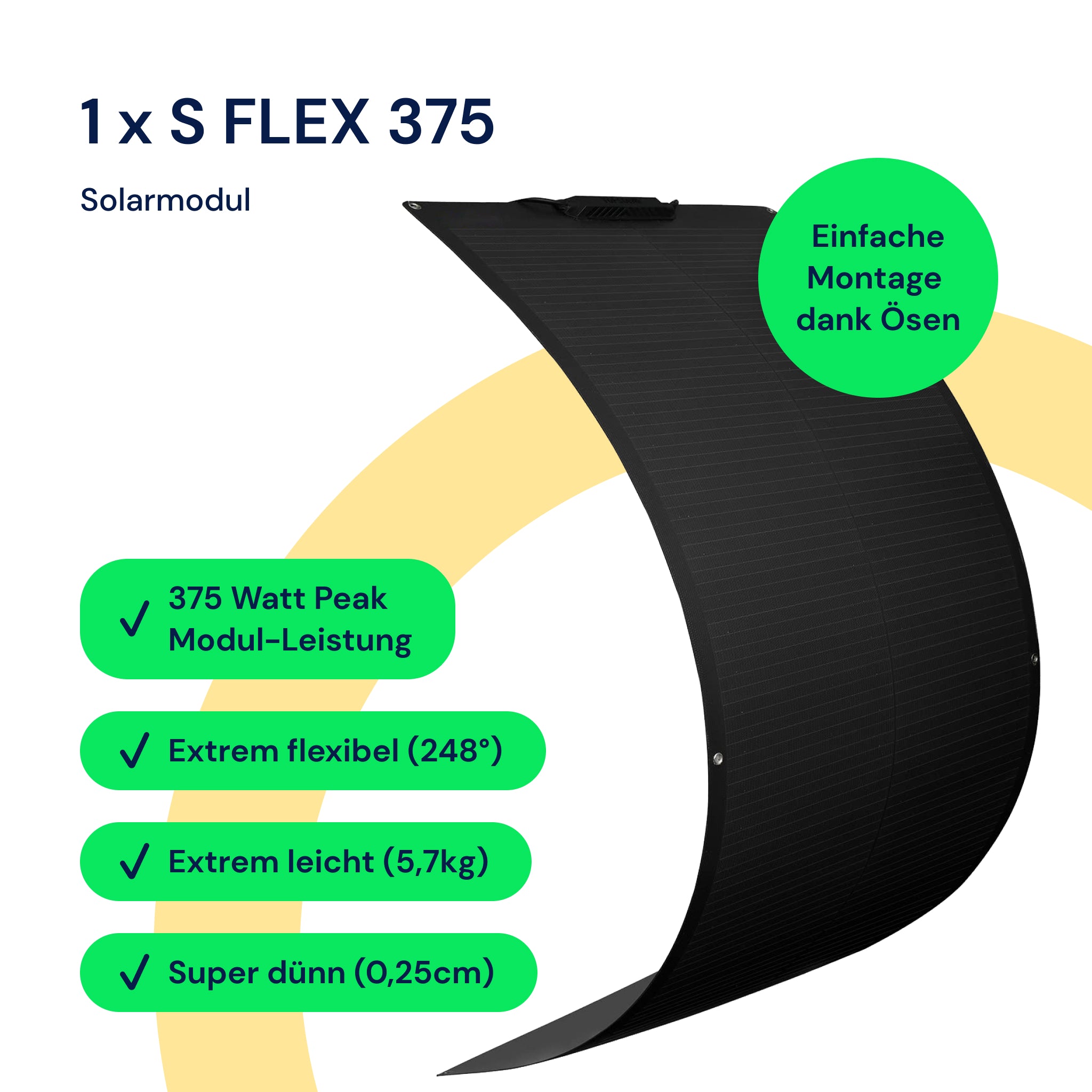 Solo Flex 400 Black - Flexibles Balkonkraftwerk 400 Watt Full Black